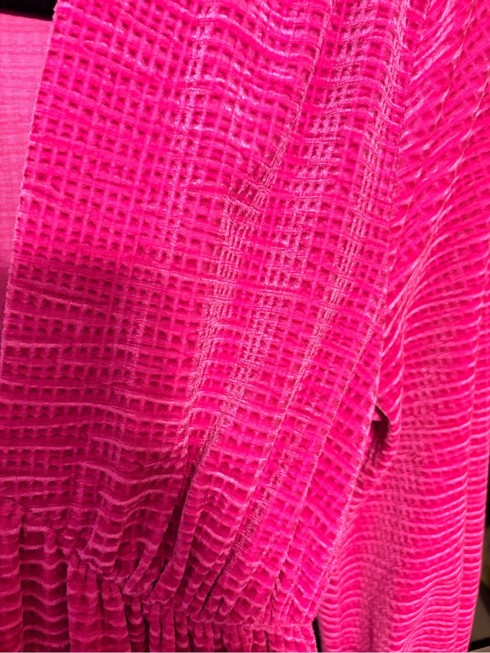 Sean Collection V-Neck Long Sleeve Velvet Dress in Hot Pink - Picture 3 of 3